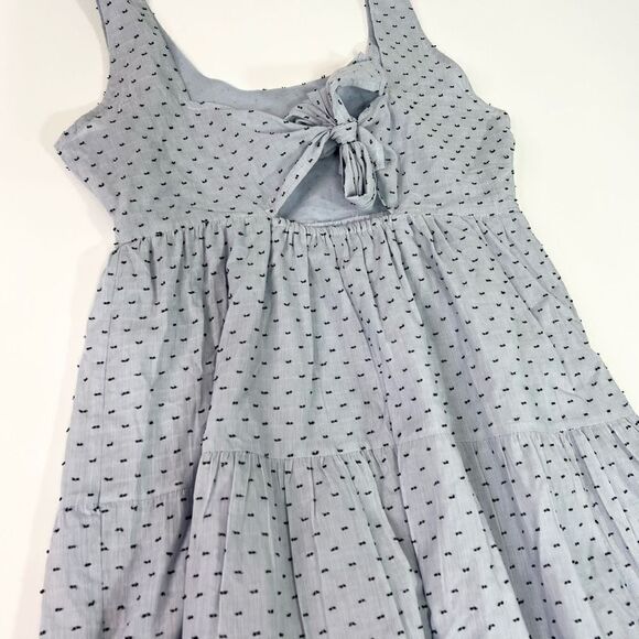 Sim & Sam Dress Women Large Sleeveless Blue Dash Print Lined Summer Bow Mini - Picture 9 of 11